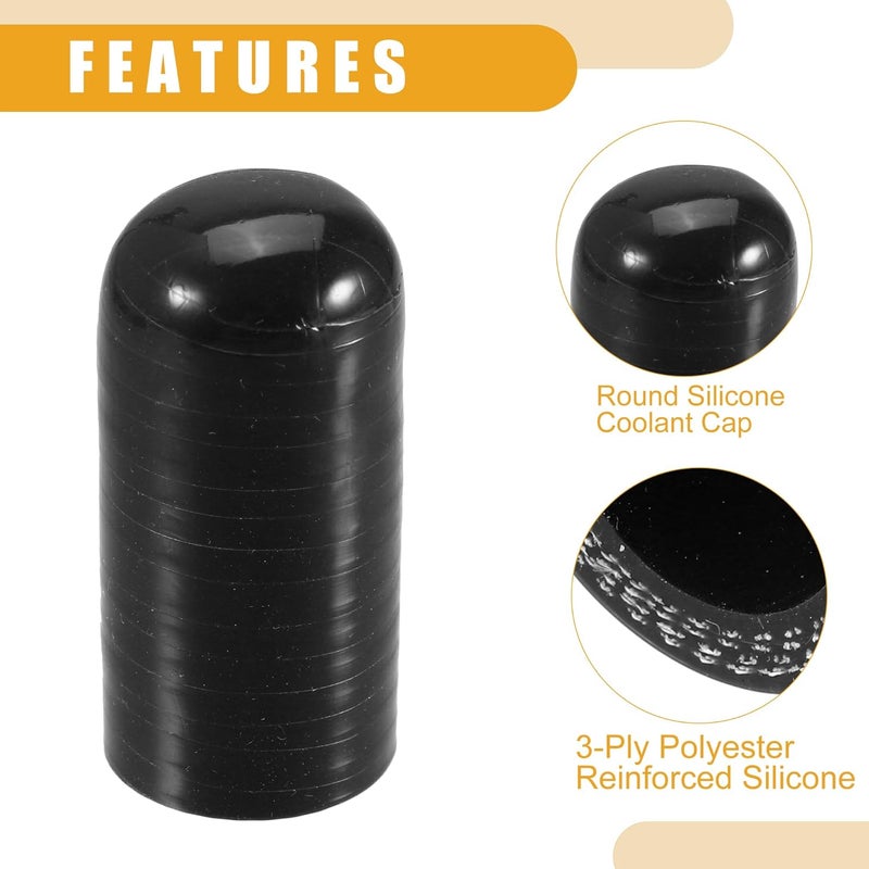 Partuto 1Pc 22mm 0.87" ID Universal Silicone Coolant Cap Intake Vacuum Hose End Plug - Car for Coolant Heater Bypass Vacuum Water Port - Silicone Black - Image 5